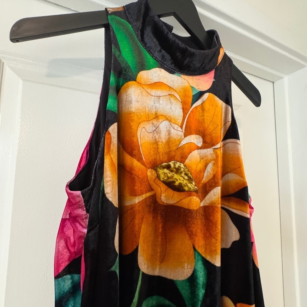 Farm Rio x Anthropologie Mock-Neck Printed Velvet Midi Dress - Picture 9 of 12